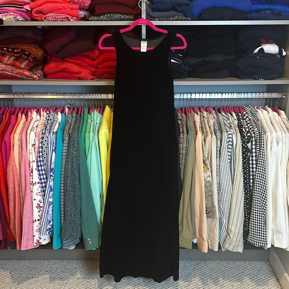 Vintage My Michelle dark navy sleeveless velvet maxi dress size S​